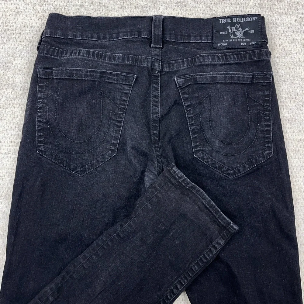 True Religion Jeans Men 34X32 Black Denim Geno Relaxed Slim Fit Black Wash Adult